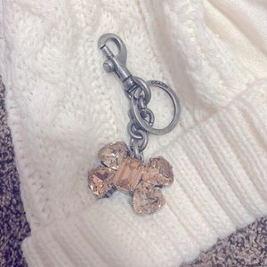 Coach large pink Rhinestone bow keychain